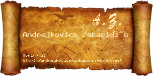 Andrejkovics Zakariás névjegykártya